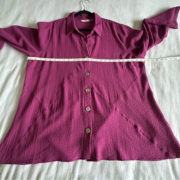 Soft Surroundings Blouse Womens 2X Purple Button Up Textured Lagenlook Flowy - Picture 8 of 13